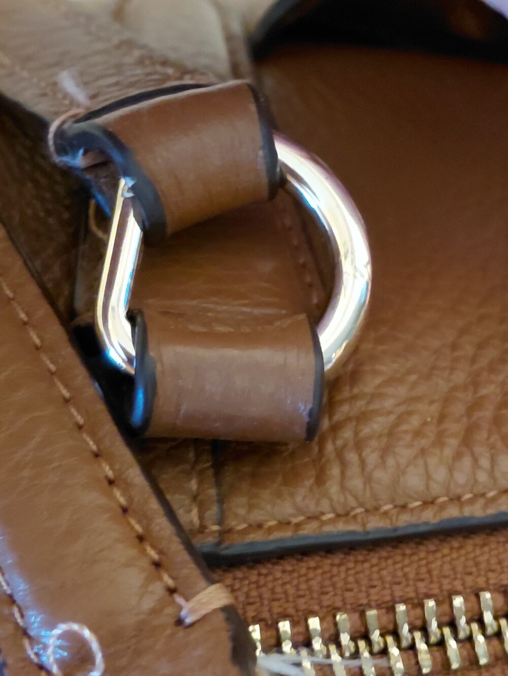 Coach Cognac Pebble Leather Brown Tote Gold Hardware Purse Bag - Picture 6 of 12